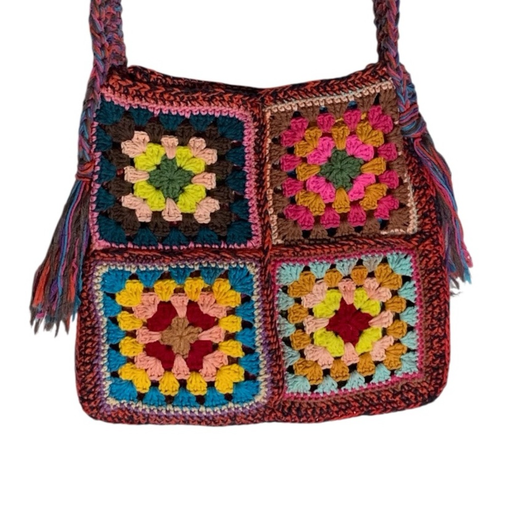 Handmade Crochet Granny Square Bag - Picture 4 of 15